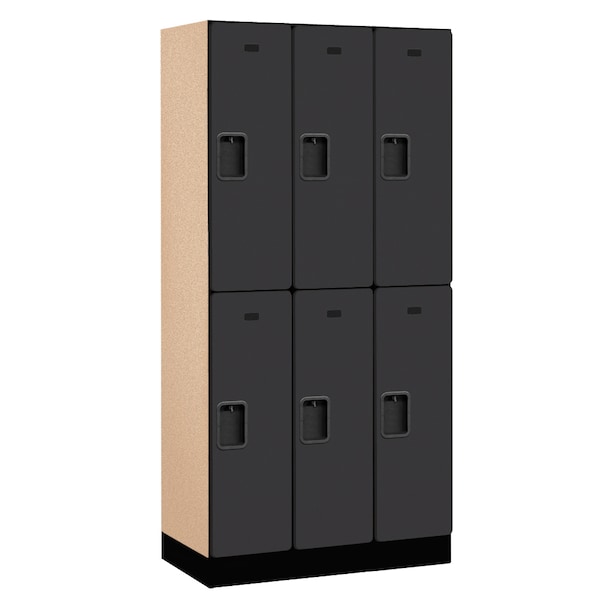 Wardrobe Locker, 36" W, 18" D, 76" H, (3) Wide, (6) Openings, Black